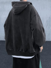 Dark Vintage Oversized Wash Zip Up Hoodie Men