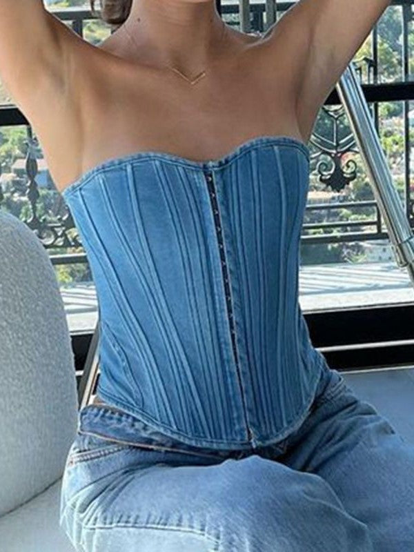 Blue Vintage Hook Denim Corset Top
