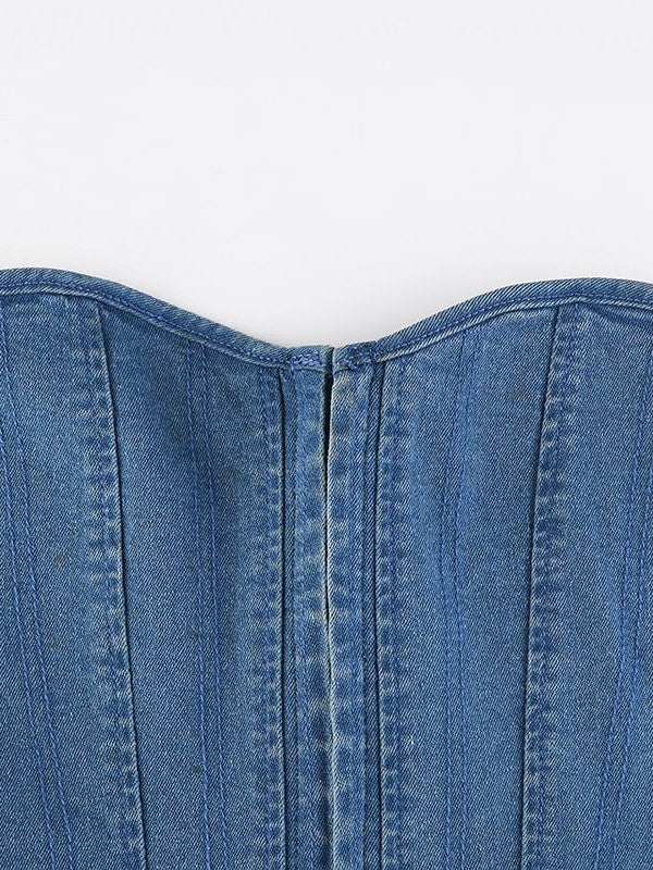 Blue Vintage Hook Denim Corset Top