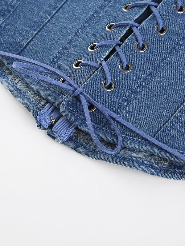 Blue Vintage Hook Denim Corset Top