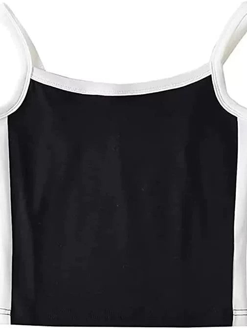 Vintage Contrast Color Cami Top with Stripes