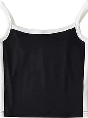 Vintage Contrast Color Cami Top with Stripes