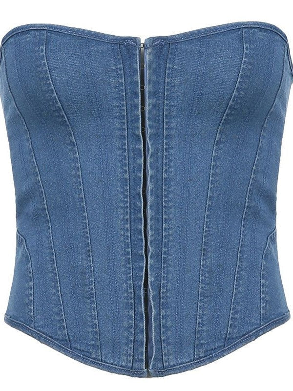 Blue Vintage Hook Denim Corset Top