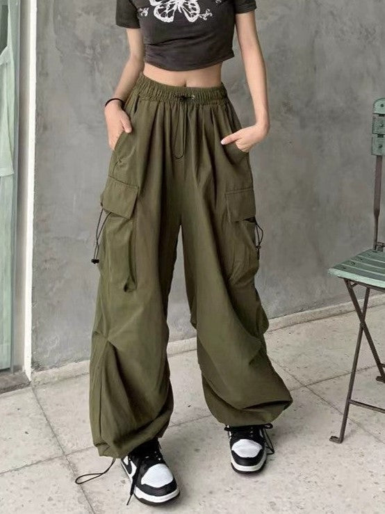 Vintage Y2K Drawstring Baggy Parachute Cargo Pants