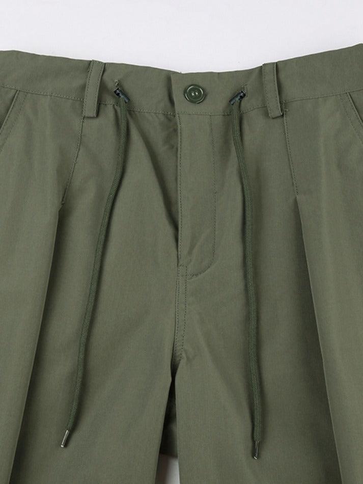 Ifomat Street Solid Color Ruched Low Waist Cargo Pants