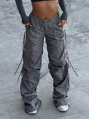 Ifomat Tie Strap Cutout Parachute Cargo Pants