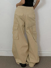 Ifomat Turned Waist Multiple Pocket High Waist Cargo Pants