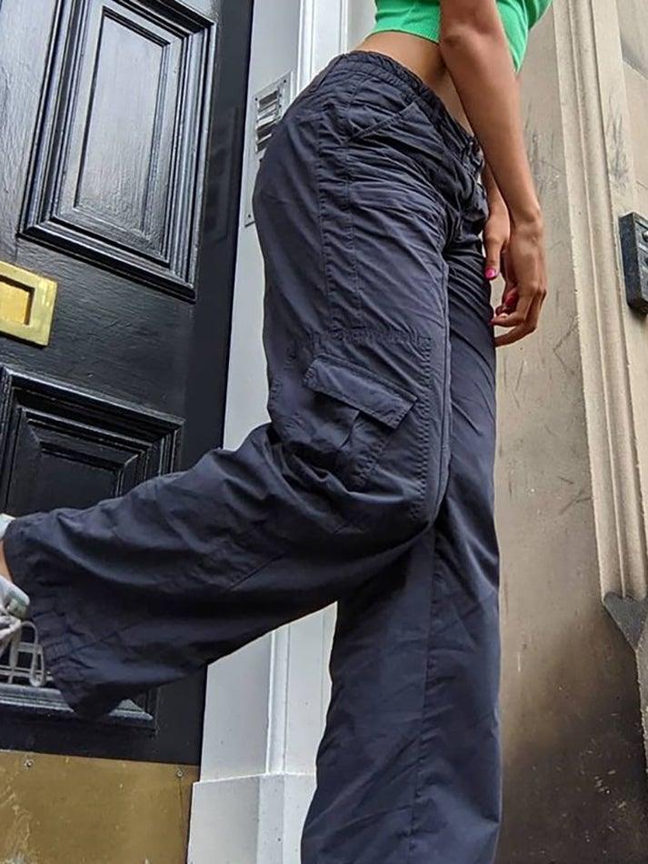 Washed Pocket Solid Cargo Pants