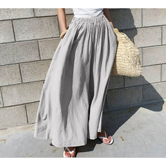 Women's Culottes Wide Leg Linen Pants Pants Trousers Swing Faux Linen Light Gray 4 Black Mid Waist Streetwear Chino Casual Daily Pocket Ankle-Length Soft Plain One-Size