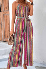 Colorful Striped Tie-waist Jumpsuits
