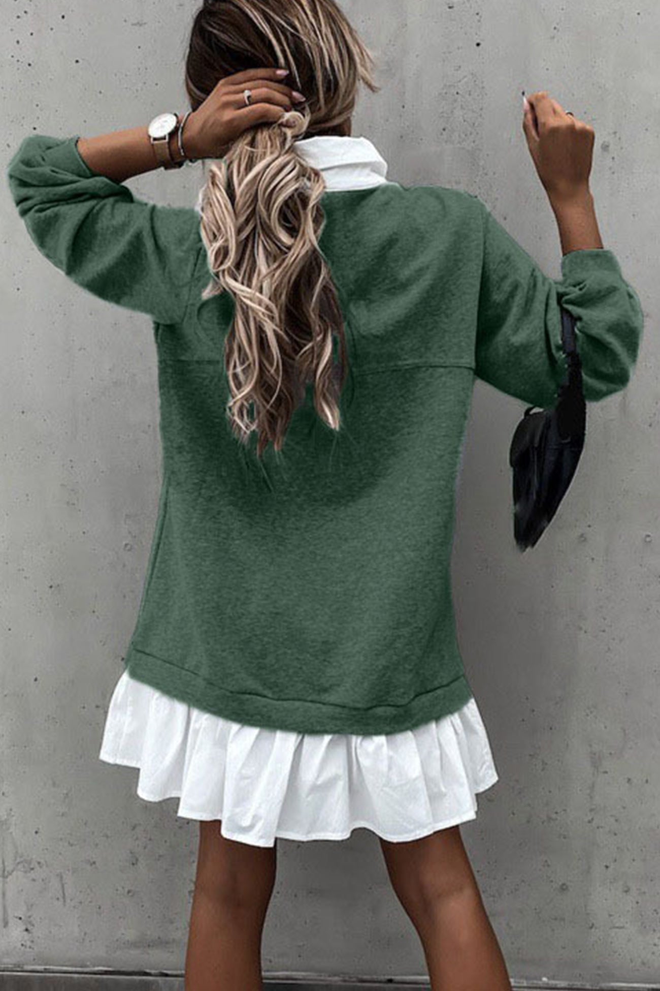 Contrast Fake Two-piece Sweatshirt Dress