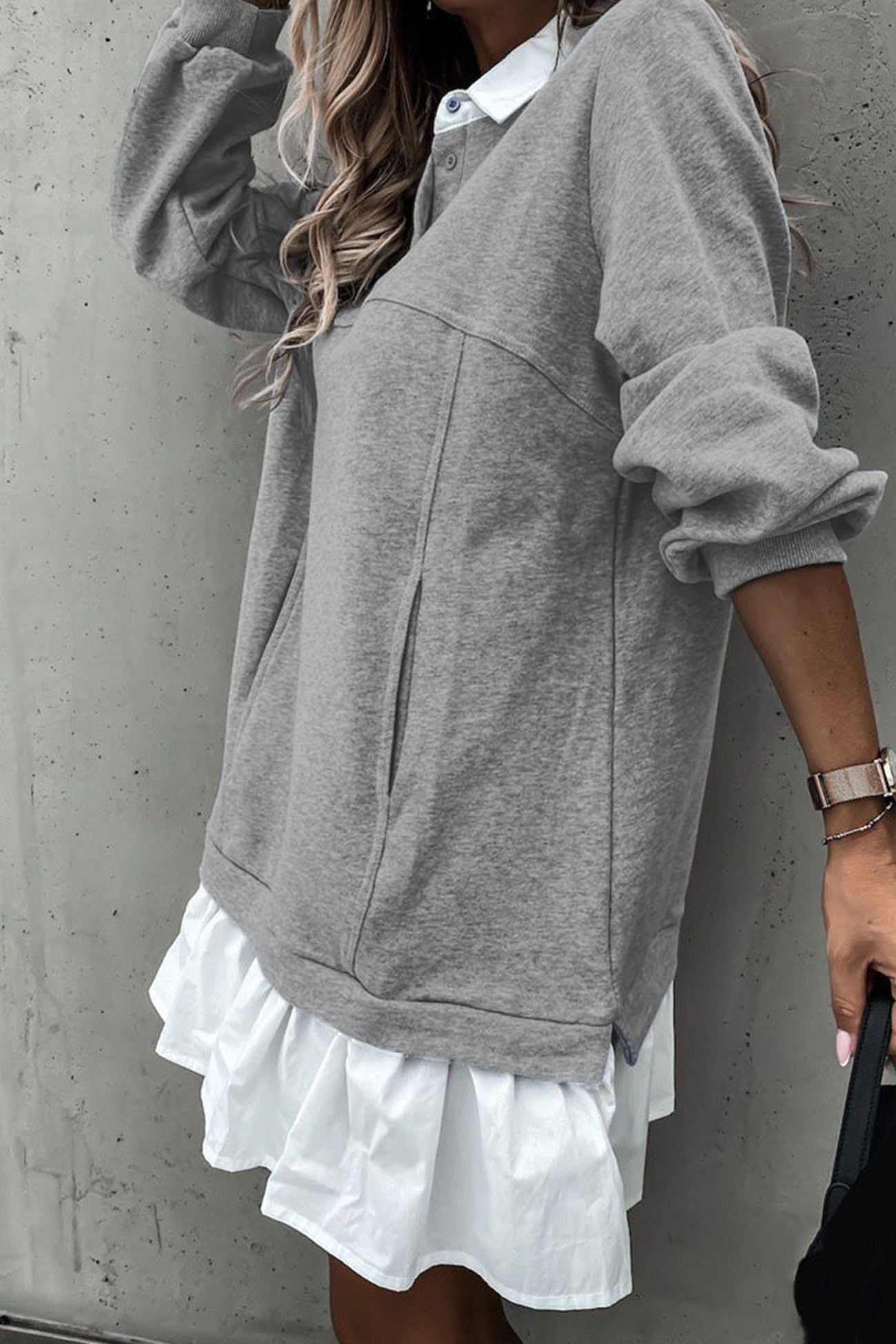 Contrast Fake Two-piece Sweatshirt Dress