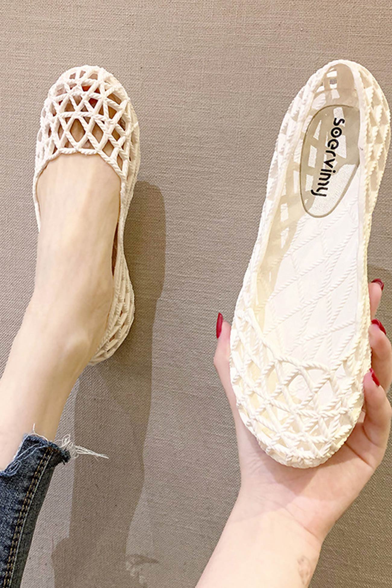 Cutout Breathable Flat Sandals