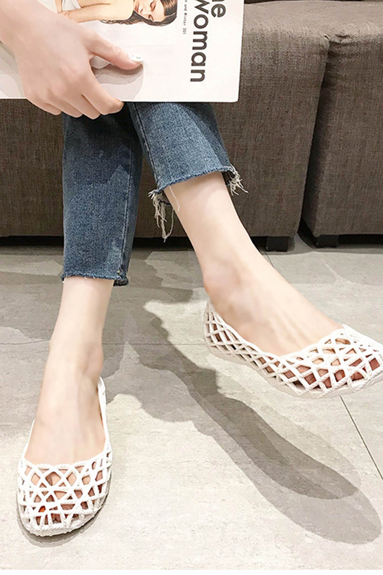 Cutout Breathable Flat Sandals