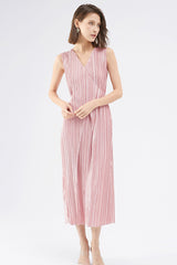 Fully Pleated Glossy Tie-Strap Dress