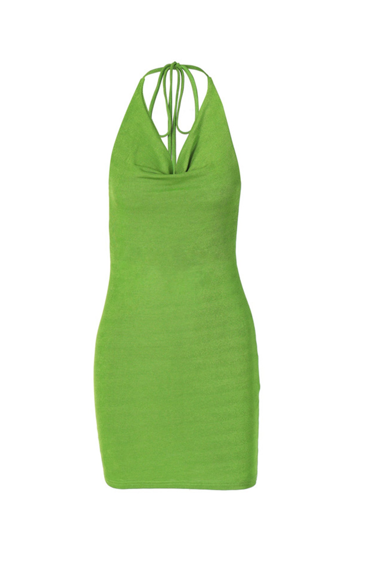 Green Halter Backless Pack Hip Dress