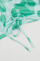 Green Leopard Print Drawstring Two-piece Swimsuit