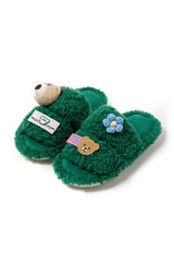 Cute Bear Flower Slip-on Fuzzy Slippers