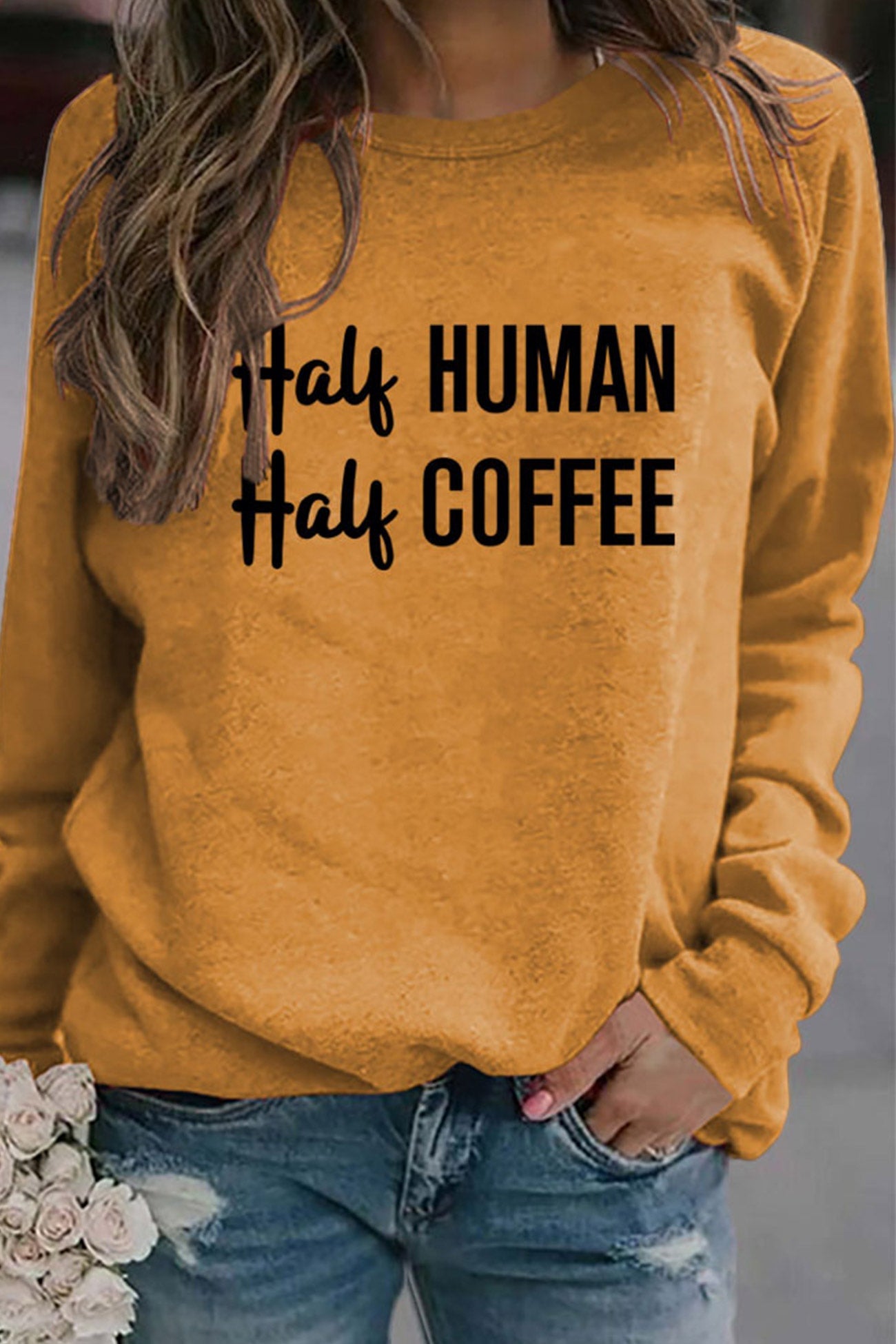 Half Coffee Half Human Printed Sweatshirt