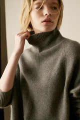 Turtleneck Side Split Wool Sweater