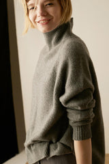 Turtleneck Side Split Wool Sweater