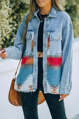 Irregular Colorblock Patchwork Denim Jacket