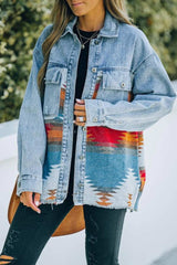 Irregular Colorblock Patchwork Denim Jacket