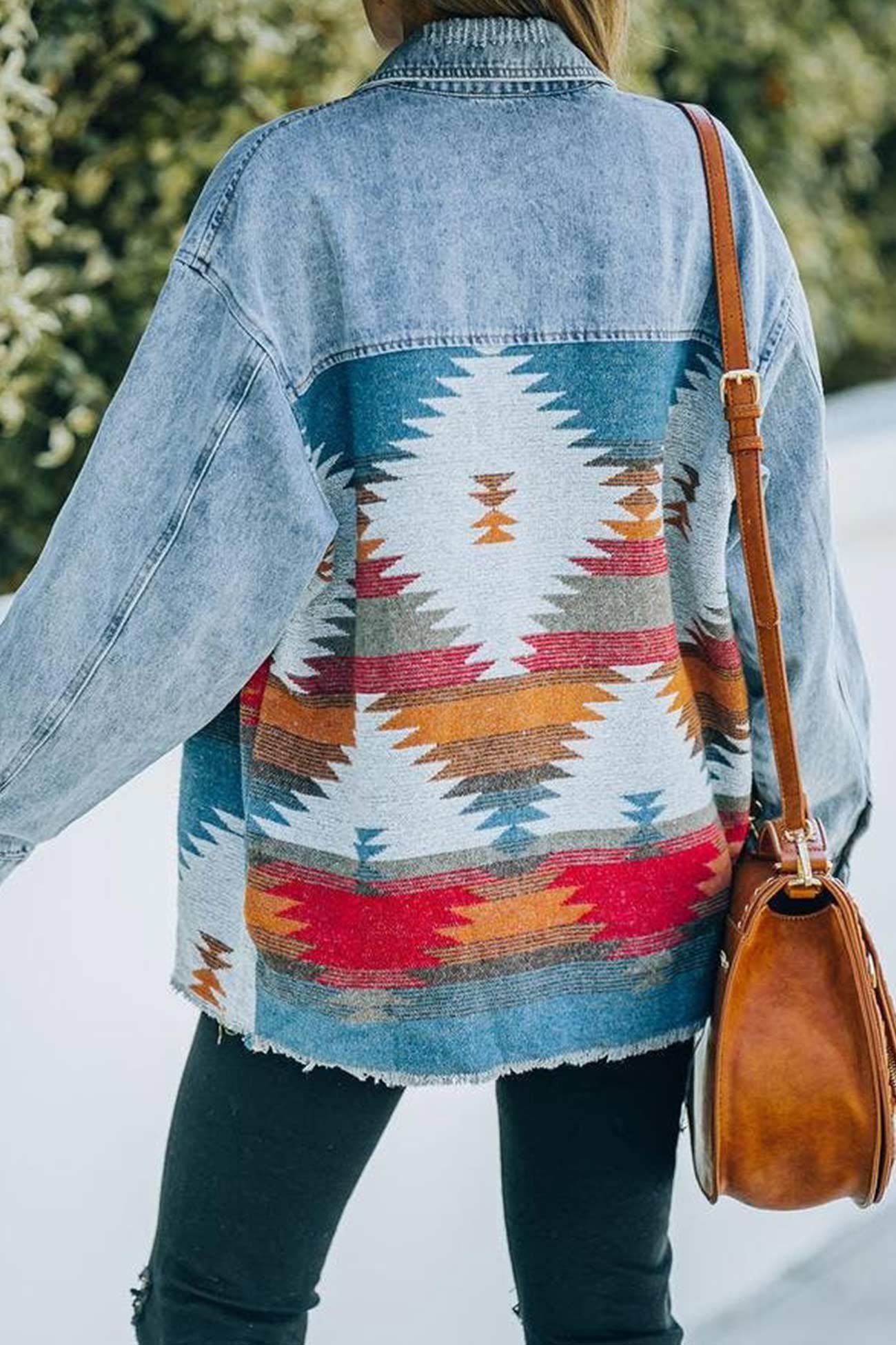 Irregular Colorblock Patchwork Denim Jacket