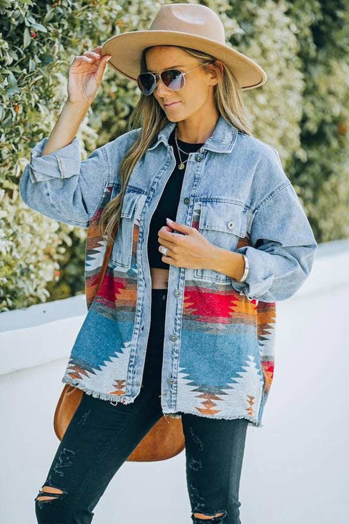 Irregular Colorblock Patchwork Denim Jacket
