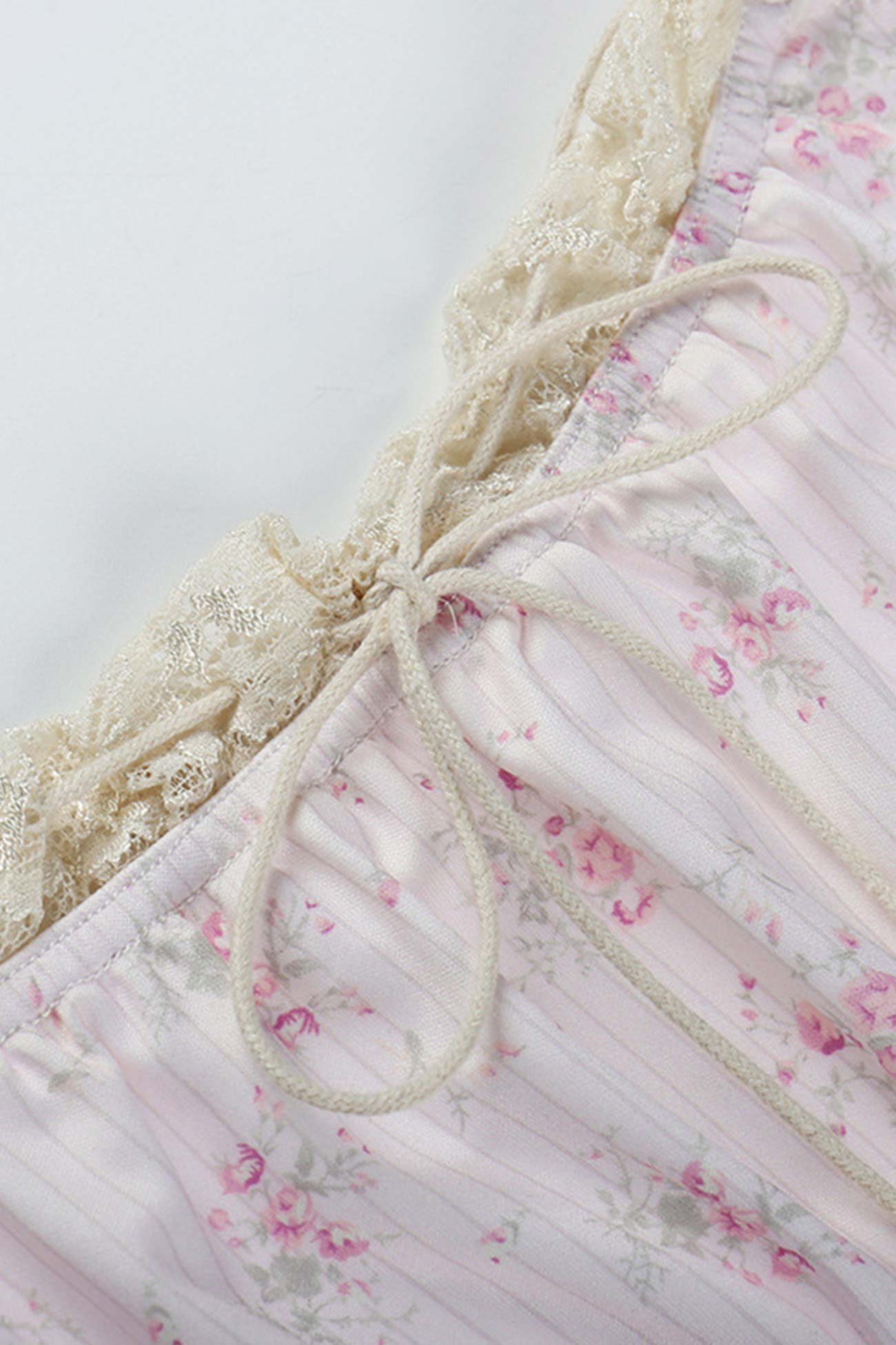 Lacework Tie-up Floral Cami Top