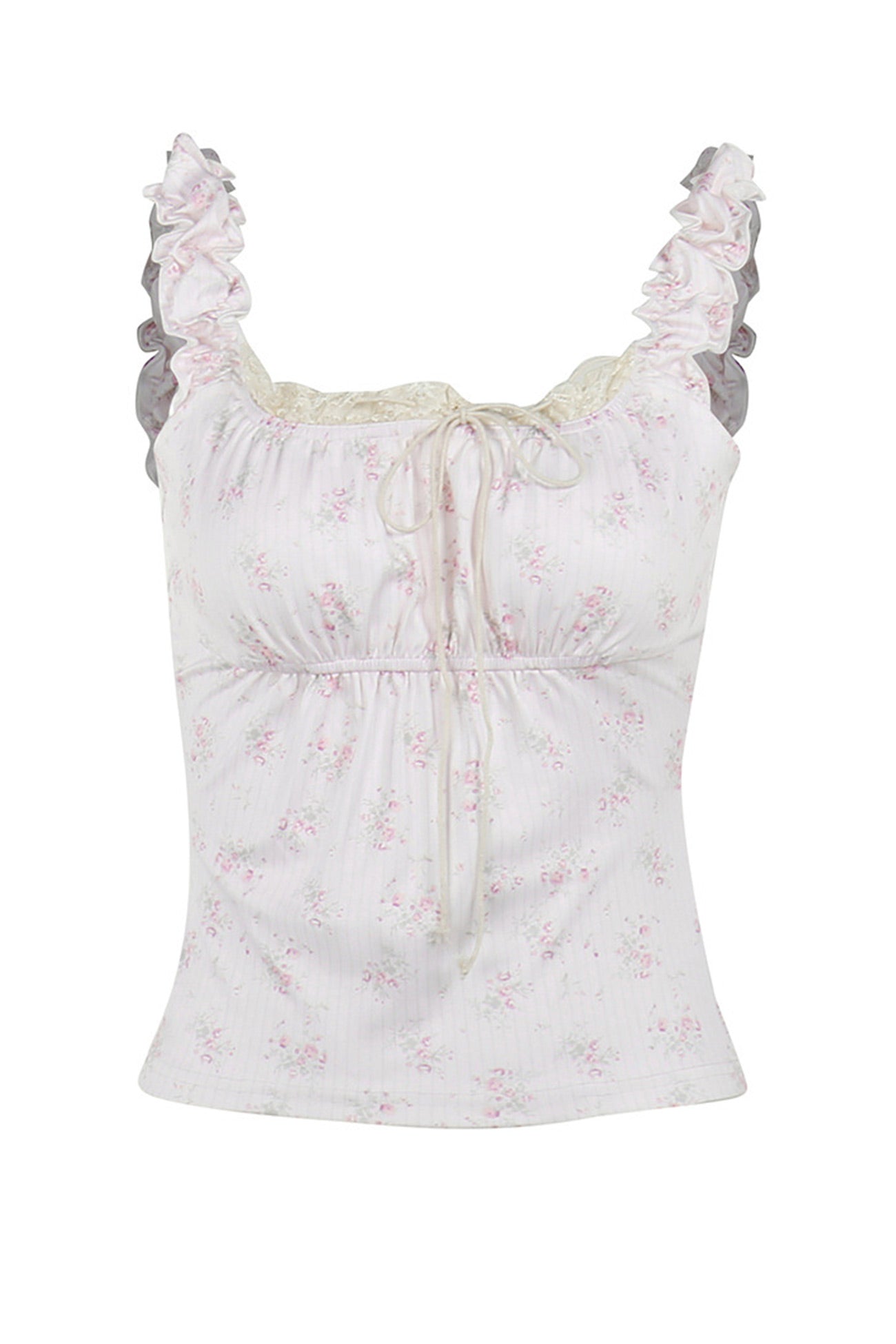 Lacework Tie-up Floral Cami Top