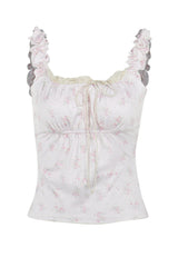 Lacework Tie-up Floral Cami Top