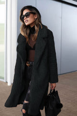 Lapel Solid Color Plush Coat
