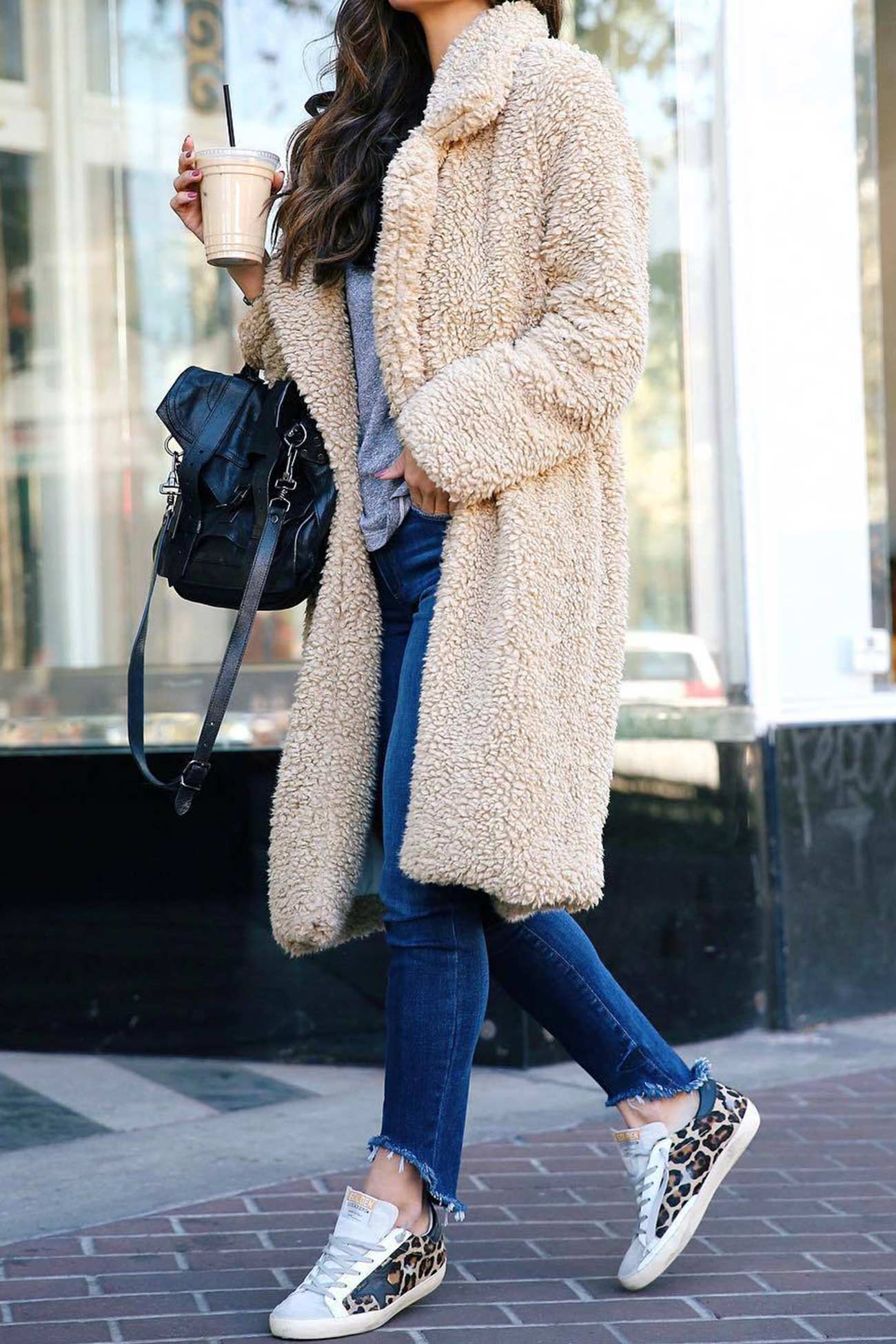 Lapel Solid Color Plush Coat