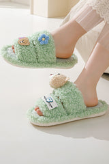 Cute Bear Flower Slip-on Fuzzy Slippers