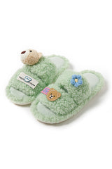 Cute Bear Flower Slip-on Fuzzy Slippers