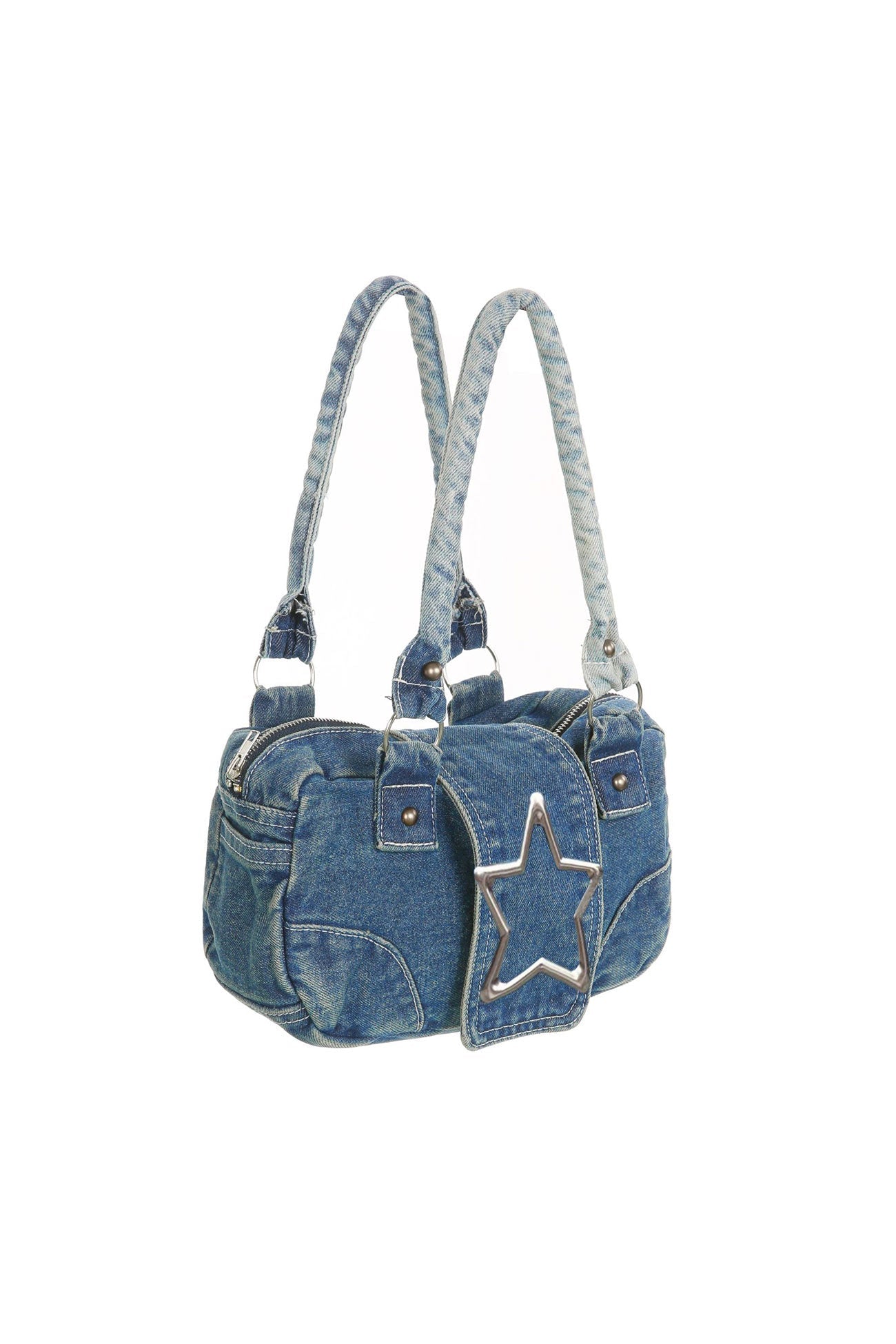 Pentagram Distressed Denim Underarm Bag