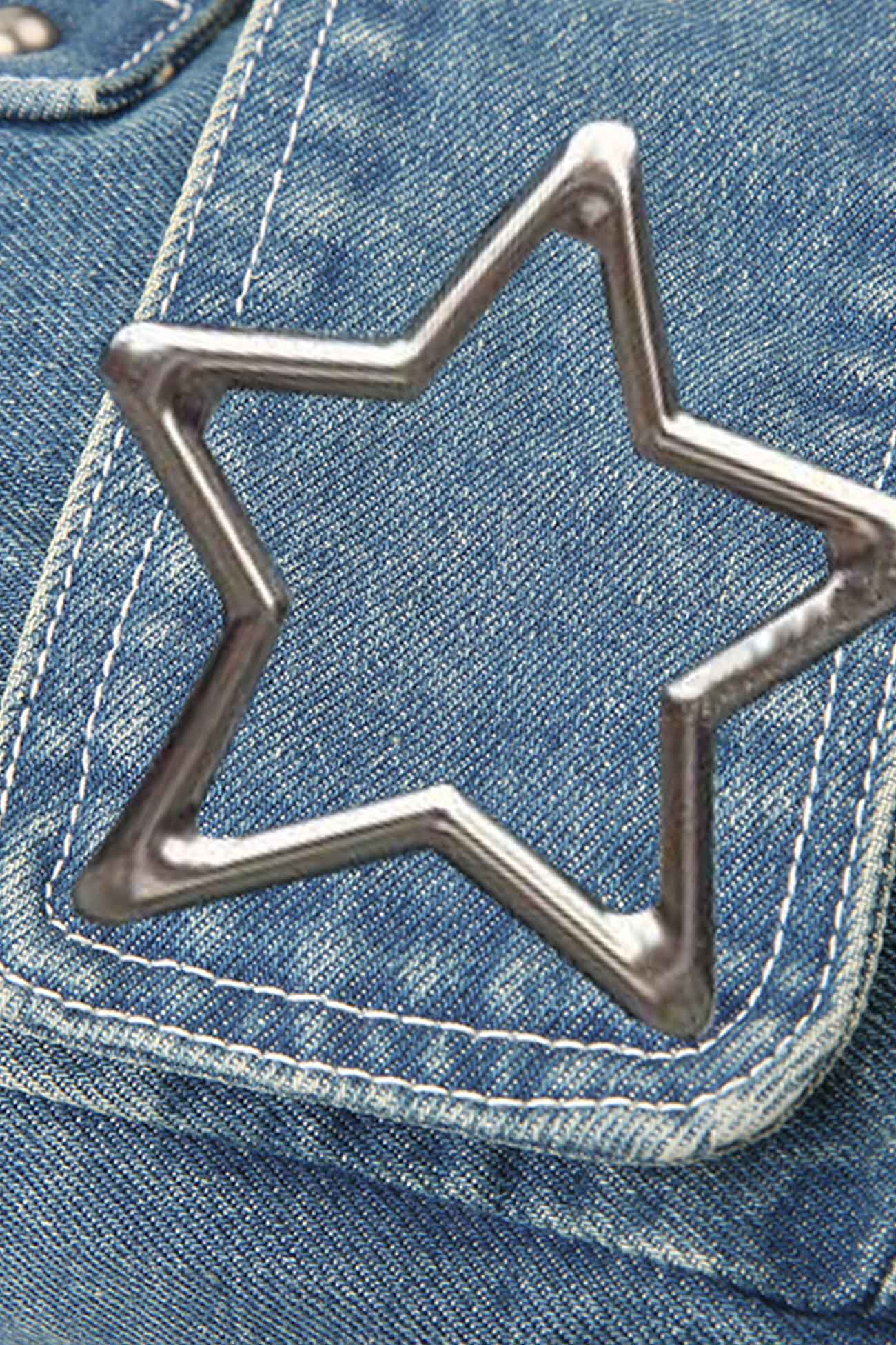 Pentagram Distressed Denim Underarm Bag