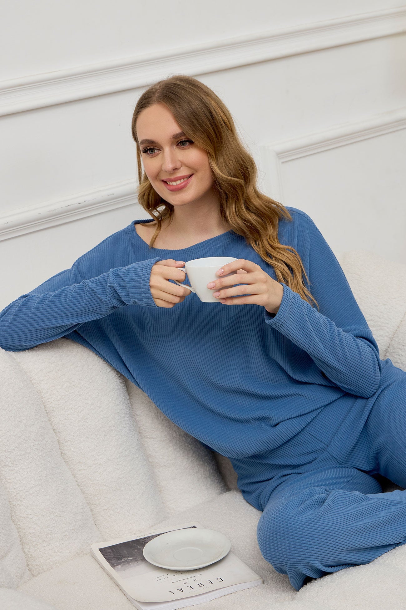 Solid Color Casual Knitted Set