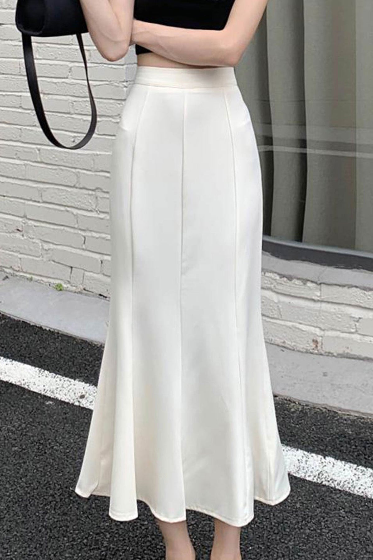 Solid Color High Waist Hip Skirt
