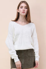 Solid Color Twisted Bat Sleeve Sweater
