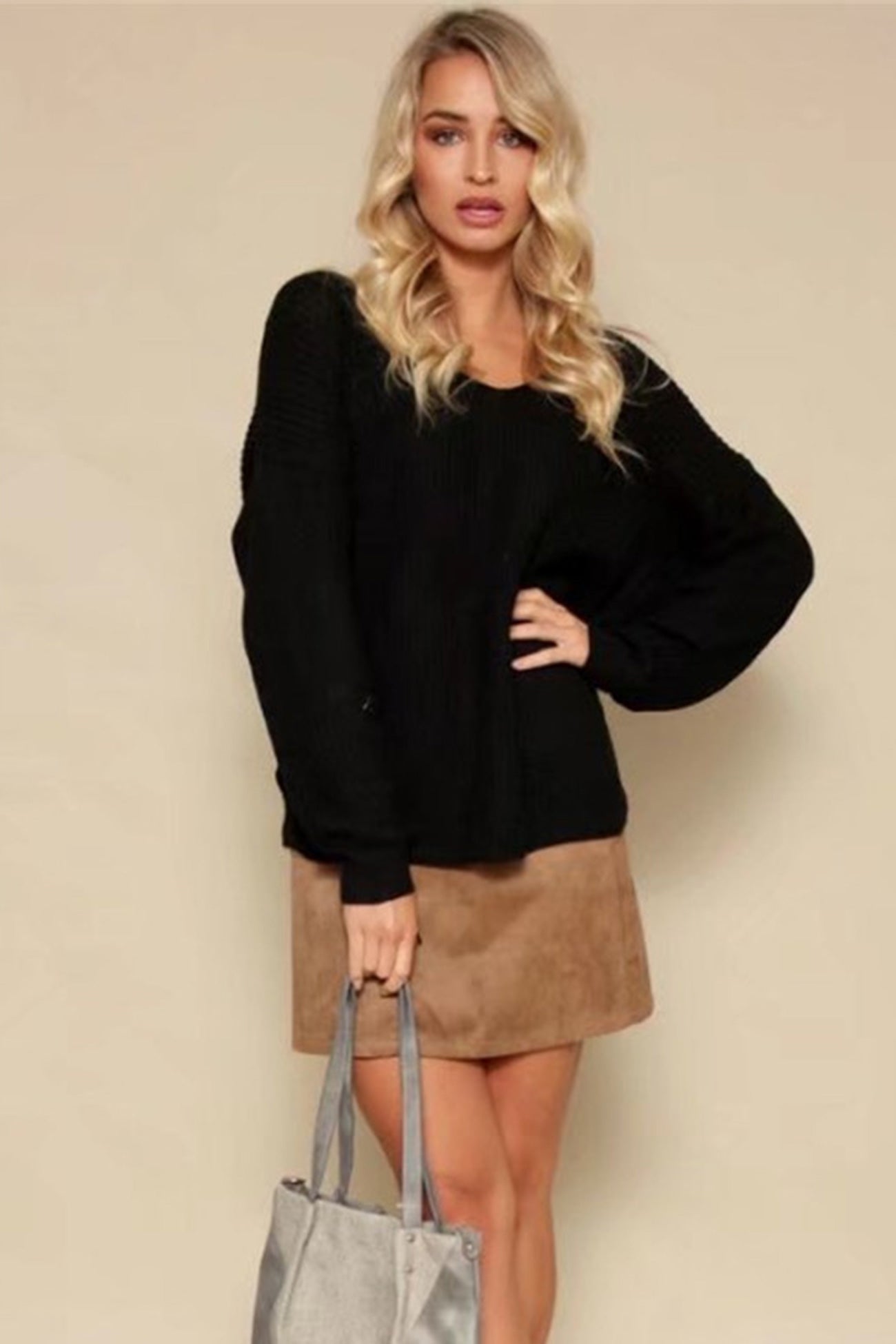Solid Color Twisted Bat Sleeve Sweater