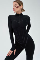 Solid Color Zipper-Front Bodycon Jumpsuits
