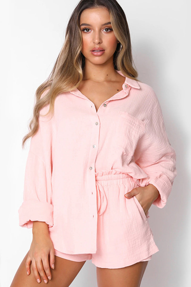 Solid Color Casual Two-piece Sets