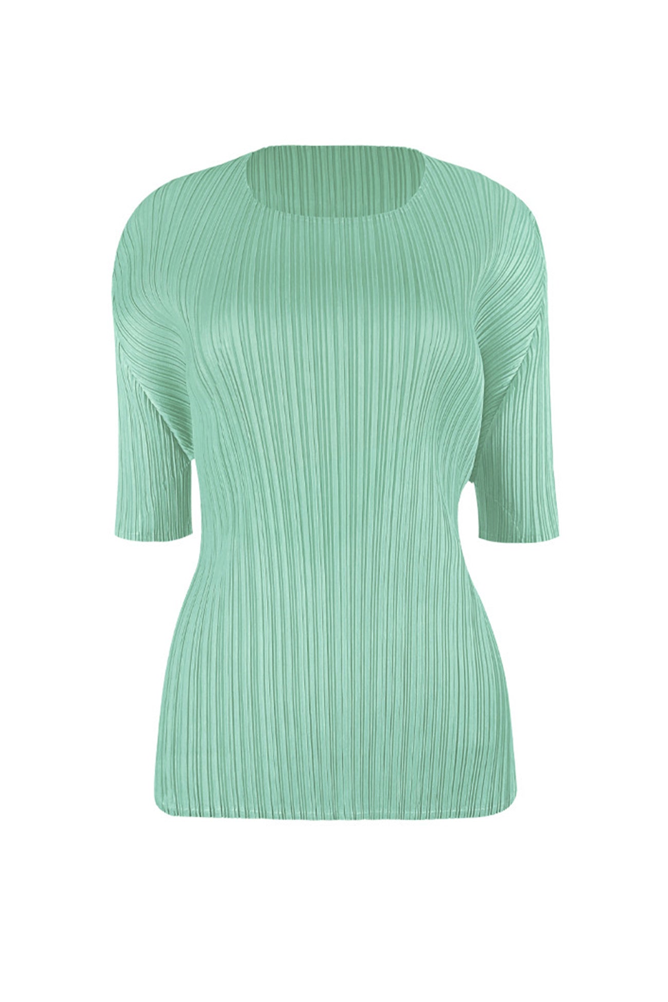 Solid Color Full Pleated Short Sleeve Top
