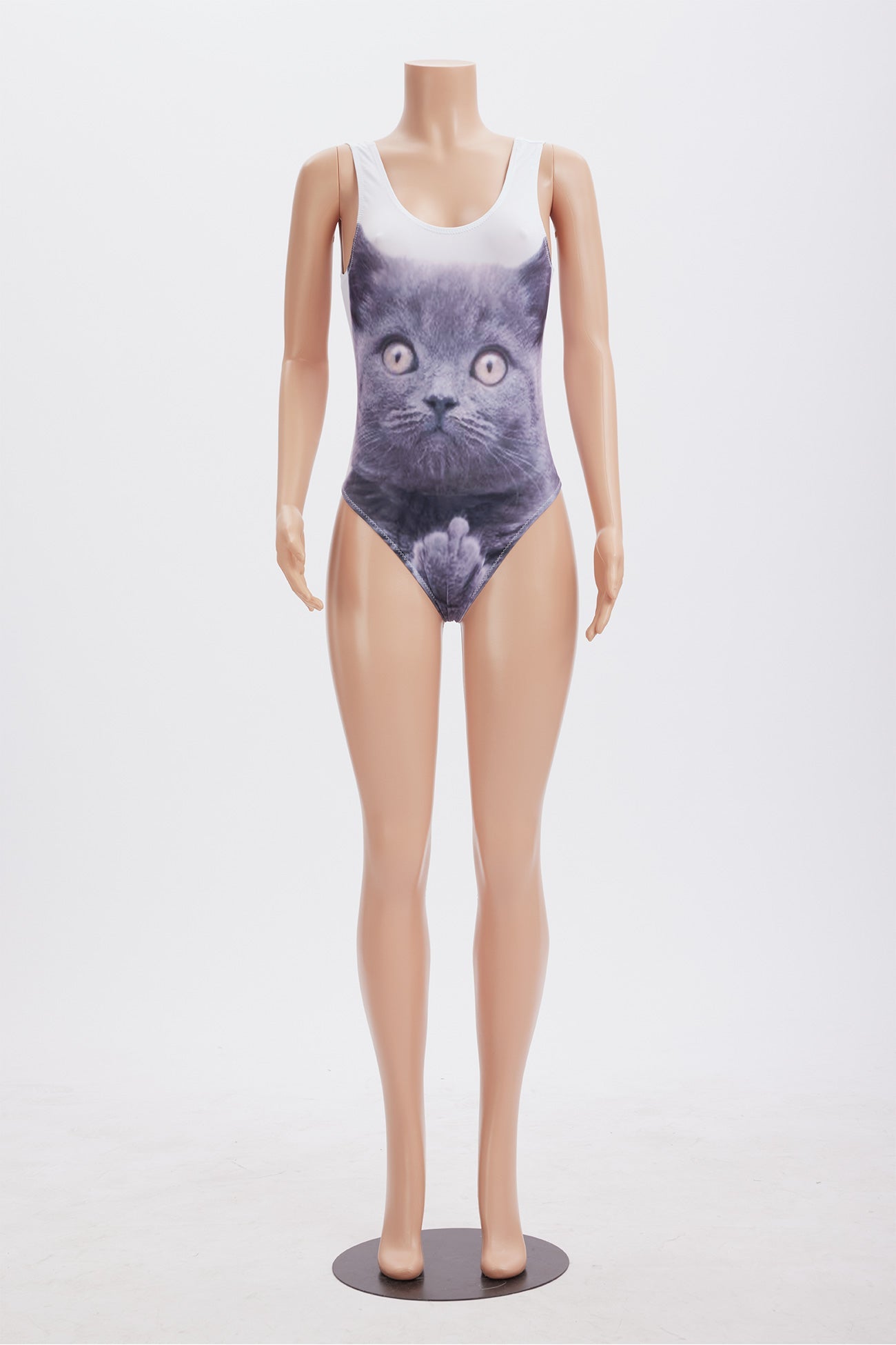 Cat Print Backless One Piece Swimsuit