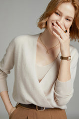 V Neck Solid Color Wool Cardigan