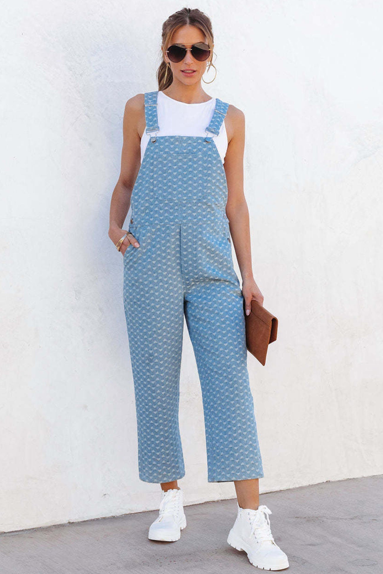 Washed Jacquard Denim Jumpsuits