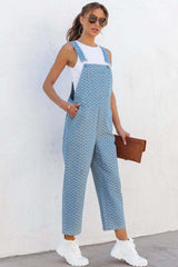 Washed Jacquard Denim Jumpsuits