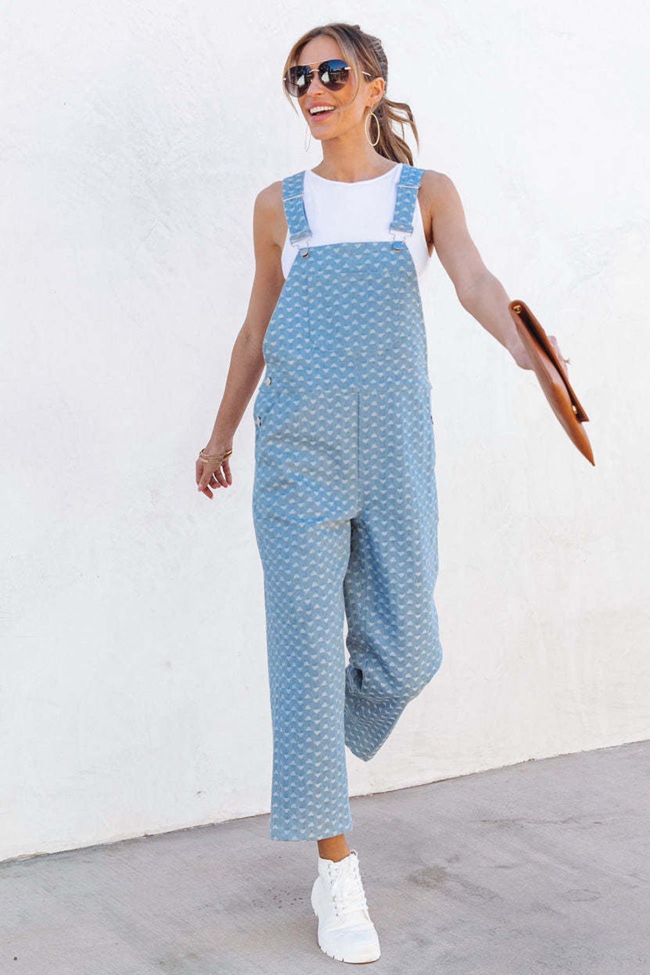 Washed Jacquard Denim Jumpsuits